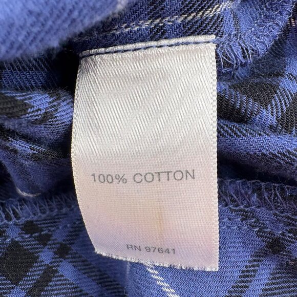 J. Jill Women's size SP Small Petite Flannel Button Up Blouse Blue Plaid Tunic - Picture 3 of 5